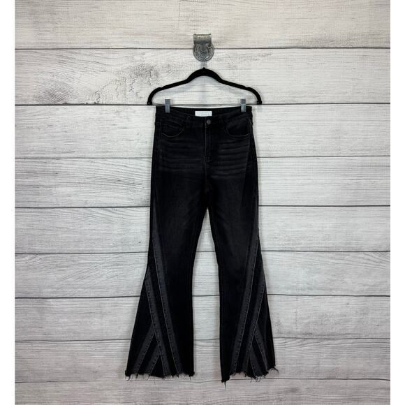 Vervet Women's Black Washed Boho Flare Bell Bottom Jeans Size 27 - Picture 1 of 7